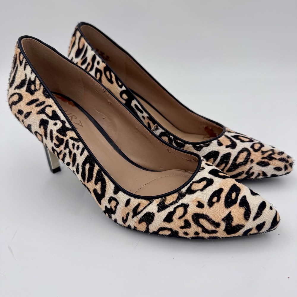 Naturalizer Natalie Leopard Print Calf Hair Pumps Heels Tan Black Womens 5M